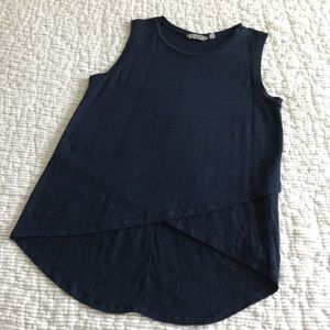 Athleta Navy Linen Criss Criss Tank